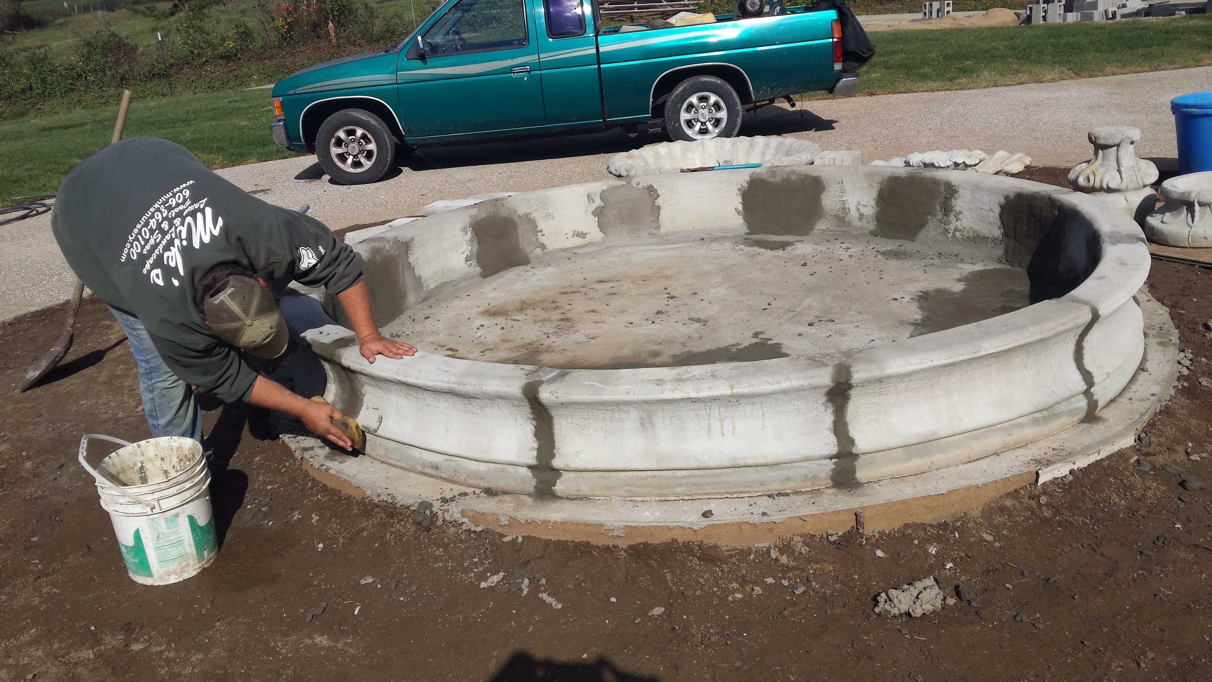 Concrete fountain installation/upgrade project in London.. – Minks